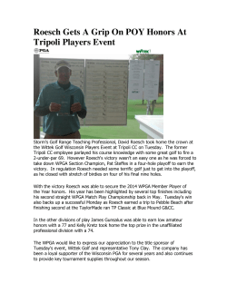 Roesch Gets A Grip On POY Honors At Tripoli Players Event