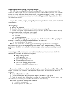 Format for the Usability Evaluation Paper