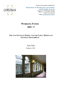 The Von Neumann Model and the Early Models of General Equilibrium