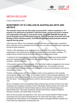 media release - Australia Council for the Arts