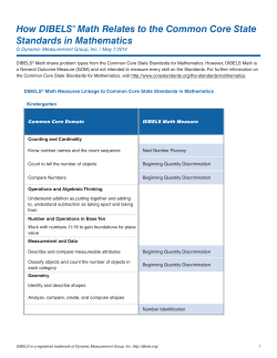 How DIBELS® Math Relates to the Common Core State Standards
