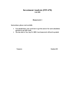 Investment Analysis (FIN 670)