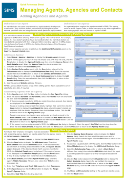 Managing Agents, Agencies and Contacts Quick