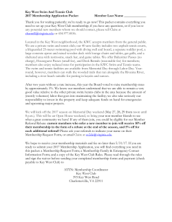 Membership Packet - Key West Swim and Tennis Club