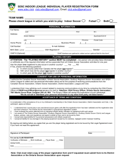 INDIVIDUAL PLAYER REGISTRATION FORM www.sdsc.club, club