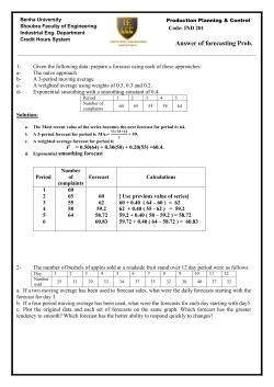 Answer of the forecasting problems