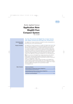 Two New Protocols for the MagNA Pure Compact System