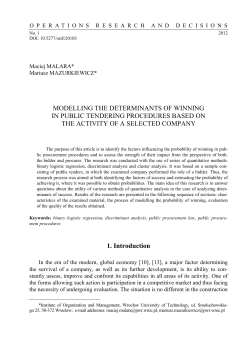 MODELLING THE DETERMINANTS OF WINNING IN PUBLIC