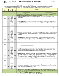 MS Level of Care Form (for NF Residents) Last Name: First Name