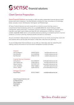 Client Service Proposition - Sense Financial Solutions Ltd