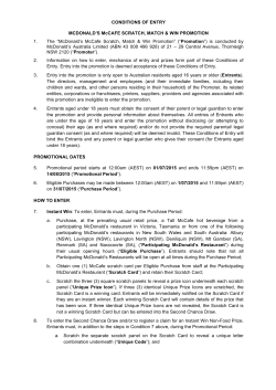 CONDITIONS OF ENTRY MCDONALD`S McCAFE SCRATCH