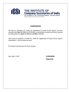 tender for appointment of courier service agency