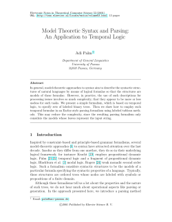 Model Theoretic Syntax and Parsing: An Application to Temporal Logic