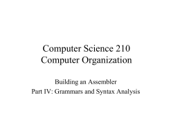 Building an Assembler: Grammars and Syntax Analysis
