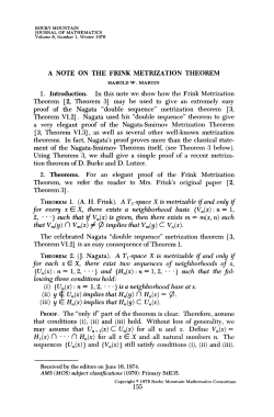 A NOTE ON THE FRINK METRIZATION THEOREM
