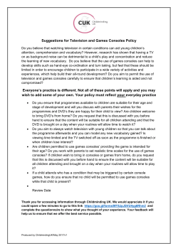 Suggestions for Television and Games Consoles