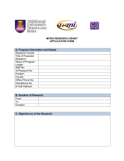 MITRA RESEARCH GRANT APPLICATION FORM A. Program
