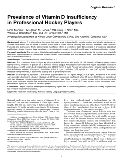 Prevalence of Vitamin D Insufficiency in Professional Hockey Players