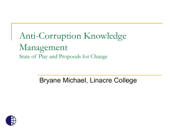 Anti-Corruption Knowledge Management State of Play and