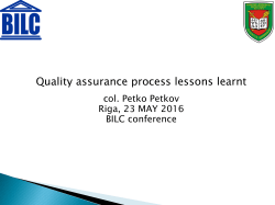Quality assurance process lessons learnt - NATO