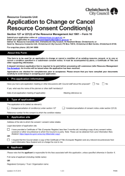 Application to Change or Cancel Resource Consent Condition(s)