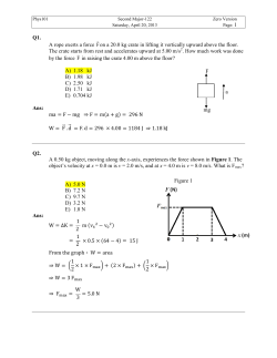 Q1. A rope exerts a force F on a 20.0 kg crate in lifting it