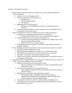 Chapter 2: The Skills of Analysis Debate begins with the analysis of