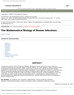 Conservation Ecology: The Mathematical Biology of Human Infections