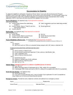 Documentation for Eligibility