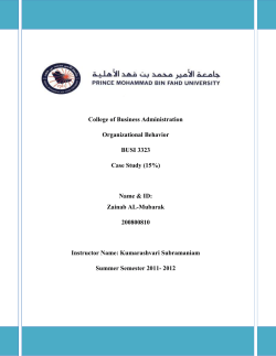 College of Business Administration Organizational Behavior BUSI