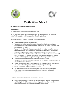 Job Description :Advanced Skills Teacher (AST)