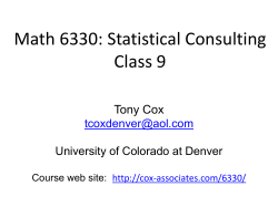 Statistical Consulting - Cox Associates Consulting