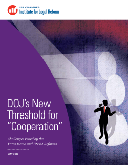 DOJ`s New Threshold for &ldquo;Cooperation&rdquo;