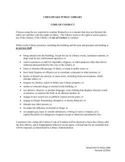 CHESAPEAKE PUBLIC LIBRARY CODE OF CONDUCT Citizens