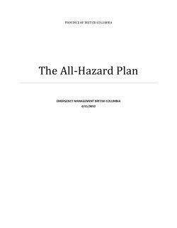 The All-Hazard Plan - Province of British Columbia