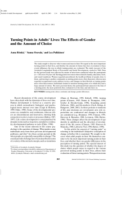 Turning Points in Adults` Lives: The Effects of Gender and