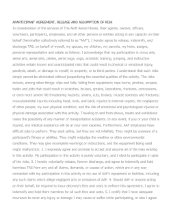 APARTICIPANT AGREEMENT, RELEASE AND ASSUMPTION OF