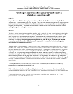 Handling of positive and negative transactions in a statistical