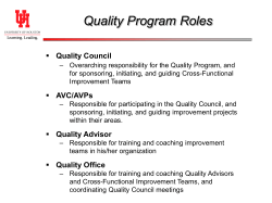 Improvement Team Roles: Quality Advisor