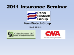 2011 Insurance Seminar Penn Biotech Group