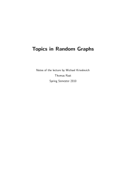 Topics in Random Graphs