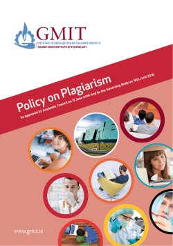 Policy on Plagiarism - As approved by Academic Council on