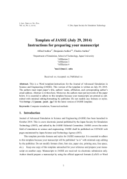 Microsoft Word Template - Journal of Advanced Simulation in