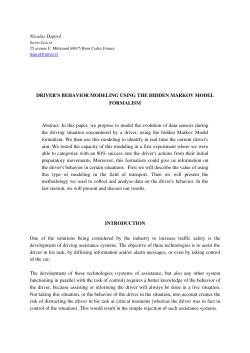 Nicolas Dapzol DRIVER`S BEHAVIOR MODELING USING