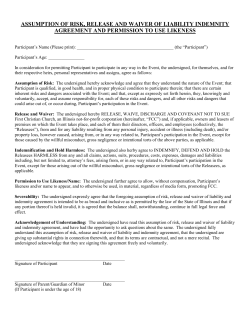 assumption of risk, release and waiver of liability indemnity