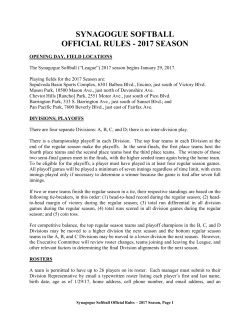 SYNAGOGUE SOFTBALL OFFICIAL RULES
