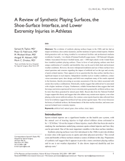 A Review of Synthetic Playing Surfaces, the Shoe