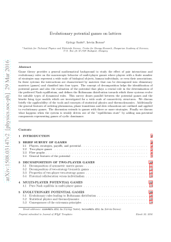 Evolutionary potential games on lattices