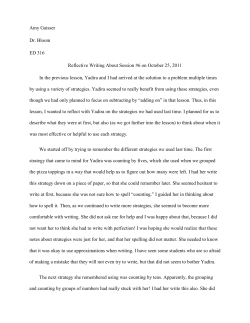 Amy Gaisser Dr. Bloom ED 316 Reflective Writing About Session #6