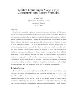 Market Equilibrium Models with Continuous and Binary Variables